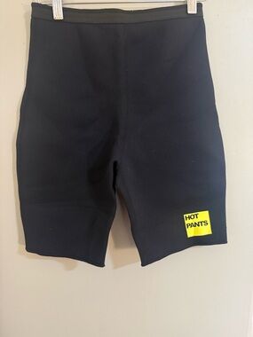 Hot Pants Neoprene Sauna Sweat Shorts Black Yellow Compression Shapewear Size M